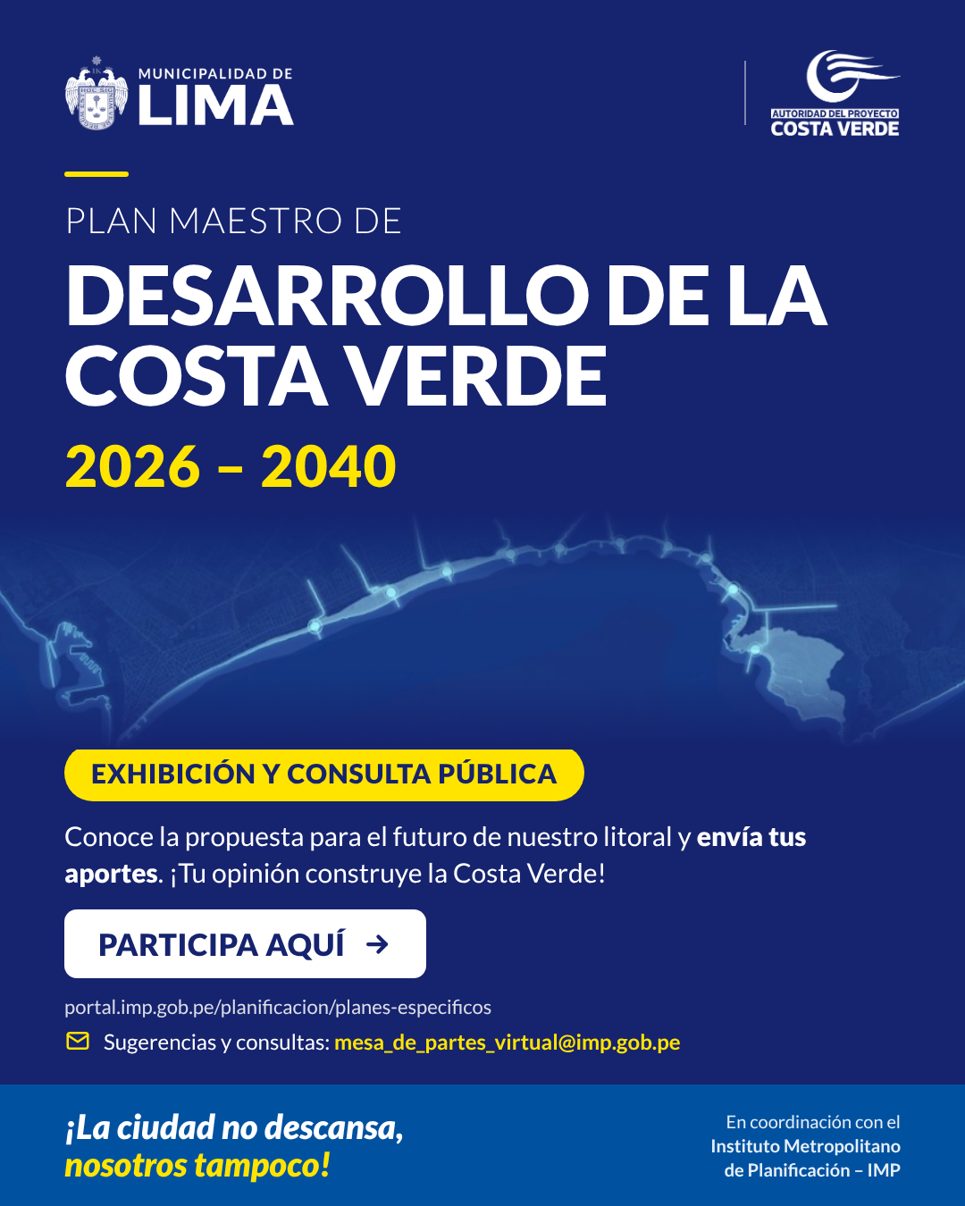 Plan Maestro de Desarrollo de la Costa Verde 2026-2040 - Exhibición y consulta pública